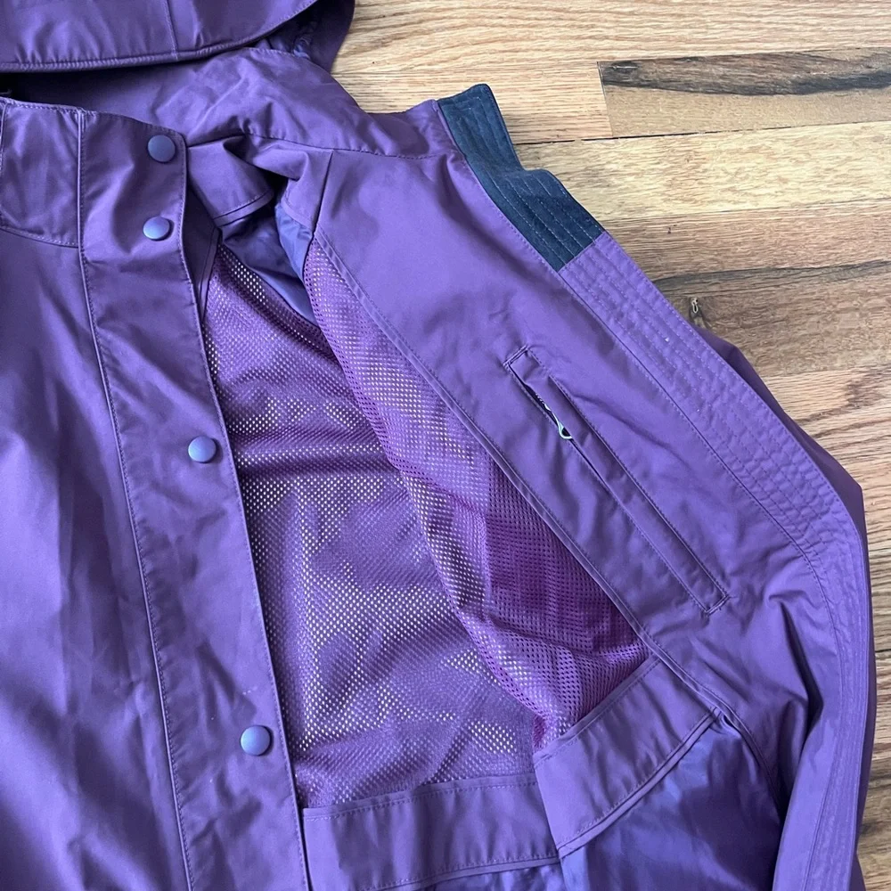 Vibrant Purple Hooded Raincoat Trench coat - Picture 5 of 8